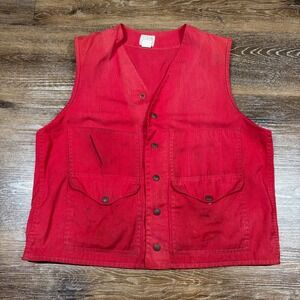 Vintage Filson Red Work Vest Men Size 42 Utility Pockets Hunting Fishing Outdoor
